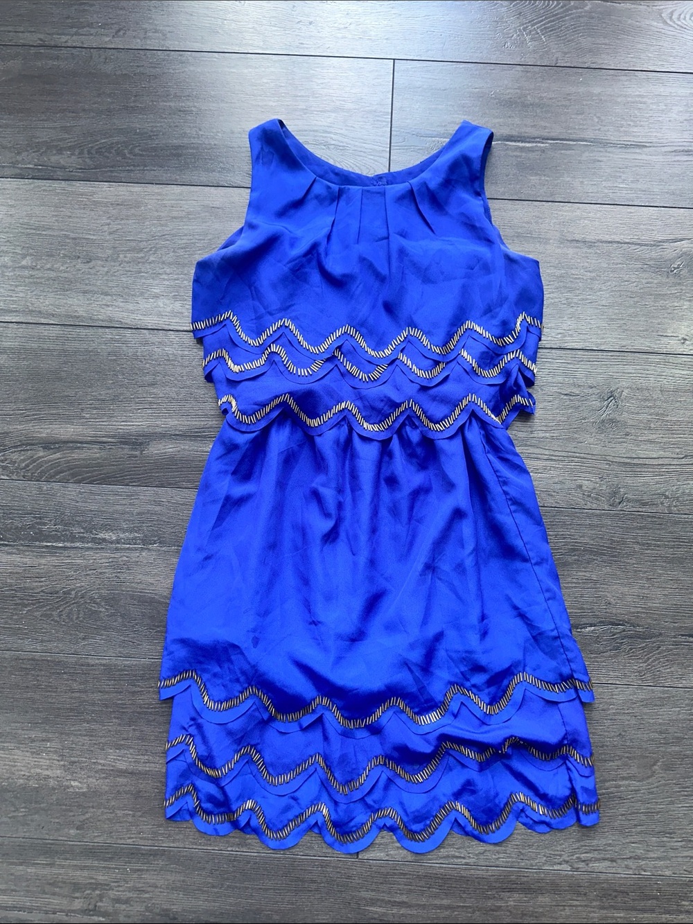 5/48 Royal Blue Sleeveless Scalloped Trim Party Dress
